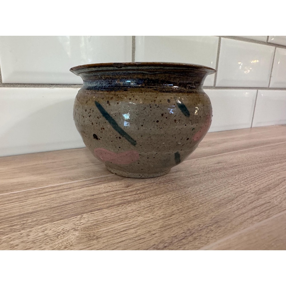 Studio Pottery Bowl Home OS Hand Painted Abstract Earthy